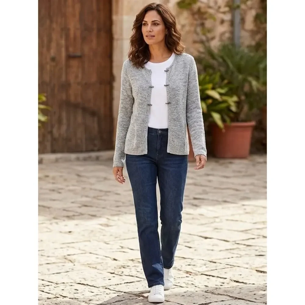 Sigrid Olsen Gray Cardigan Lightweight Sweater Women Size L